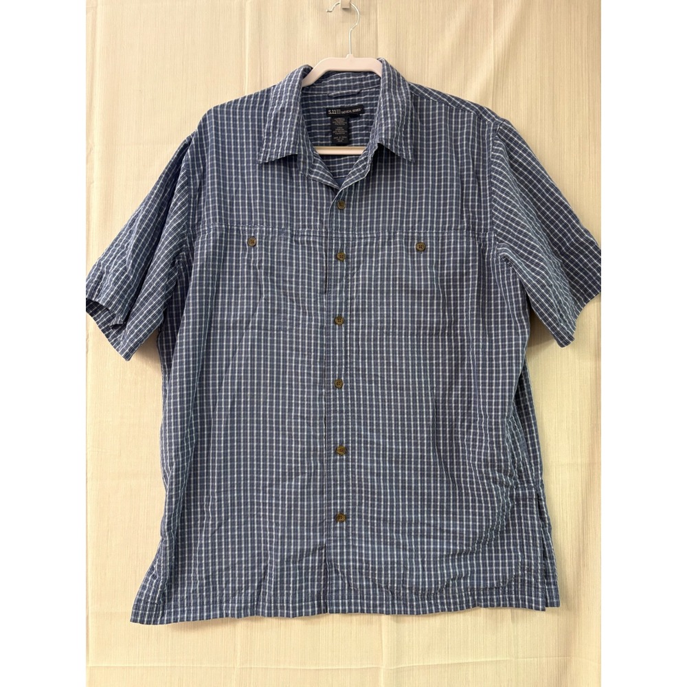 5.11 Tactical Series Mens Blue Plaid Short Sleeve Button Down Shirt 71172